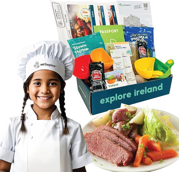 eat2explore Cooking Kits for Kids – Interactive & Educational Kids Cooking Sets Real for Ages 5 and Up,3 Recipe Cards & Global Ingredients – Fun Gift for Young Chefs (Ireland Edition)