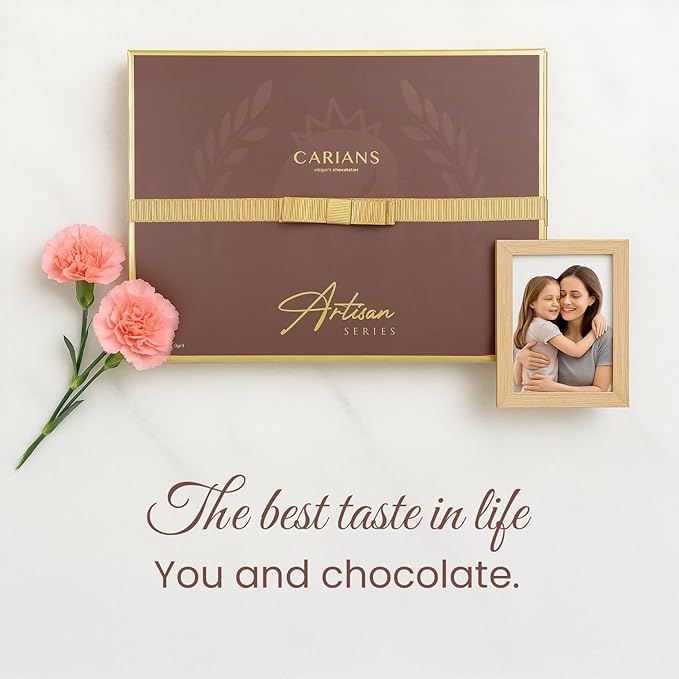 CARIANS Chocolate Gift Box, Assorted Luxury Premium Pralines Gourmet Chocolate Basket, Dark, Milk & Truffles, Box of Candy, Great for Gift Giving, Anniversary, Thanksgiving, Christmas