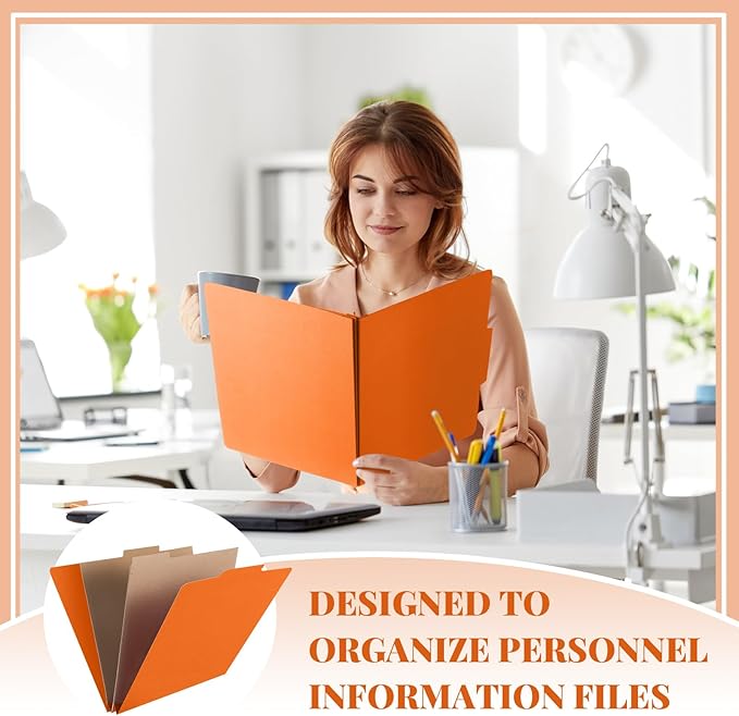 36 Pcs Classification Folders Letter Size, Back to School Supply for Teacher, Student, 2 Pocket Dividers Pressboard File Folder Bulk with 2 Fasteners, 2 in Expanding File Organizer (Orange)