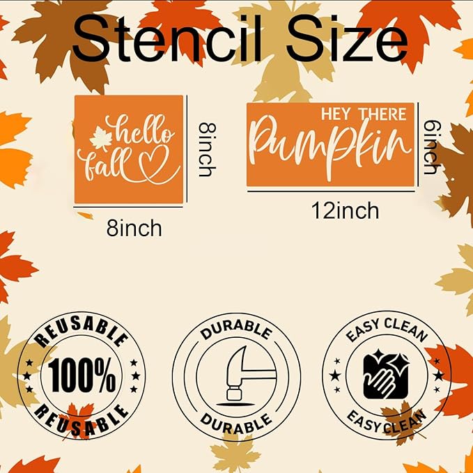 Fall Stencils for Crafts Reusable Pumpkin Stencil Hello Fall Stencils for Painting on Wood Signs Door Hanger Canvas Fabric DIY Crafts