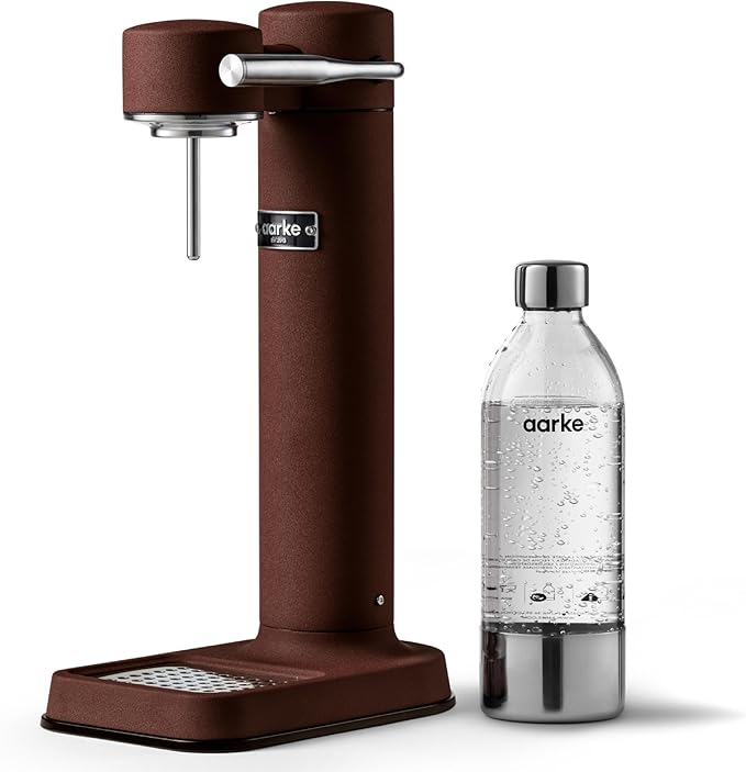 Aarke Carbonator lll, Sparkling & Carbonation Water Machine, Stainless Steel with PET BPA-Free Reusable Bottle Volume 1L/34 fl oz (Burgundy)