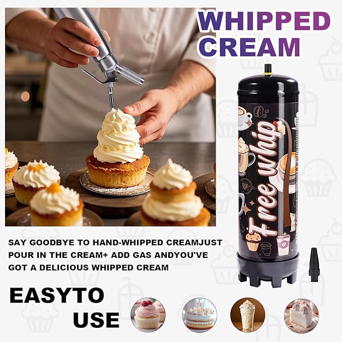 1364g Whipped Cream Charger 2.2L Whip Cream Charger Cartridges Whip Cream Charger Cylinder Food Grade Original Flavor (99.99% purity gas) 1-Pack