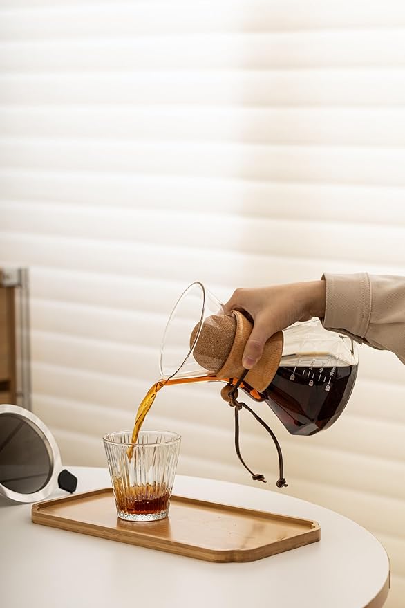 Pour Over Coffee Maker With Wood Sleeve，13.5oz/400mlPour Over Coffee Dripper,Pour Over Coffee Maker Set With Cork Stopper (13.5oz/400ml)