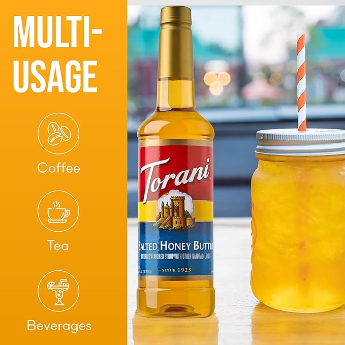 Jimoco® Syrup Pump Dispenser + Torani® Salted Honey Butter Syrup, 25.4 oz - Coffee Syrup Pump & Flavoring Bundle