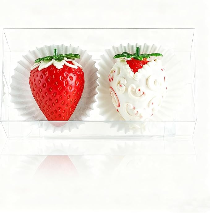 50 Pcs 4.5"x2.2"x2" Clear Chocolate Covered Strawberries Boxes for 2 Mini Cinnamon Roll Boxes for 4 Macaron Boxes for 4 Small Bakery Treat Box for Wedding Birthday Valentine Christmas Party