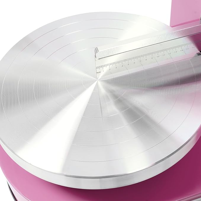 Cake Decorating Machine, 200W Electric Cake Cream Spreading Coating Machine with Adjustable Scraper, Turntable Cake Frosting Smoother, for 4-12in Cake, 60-320RPM (Pink)