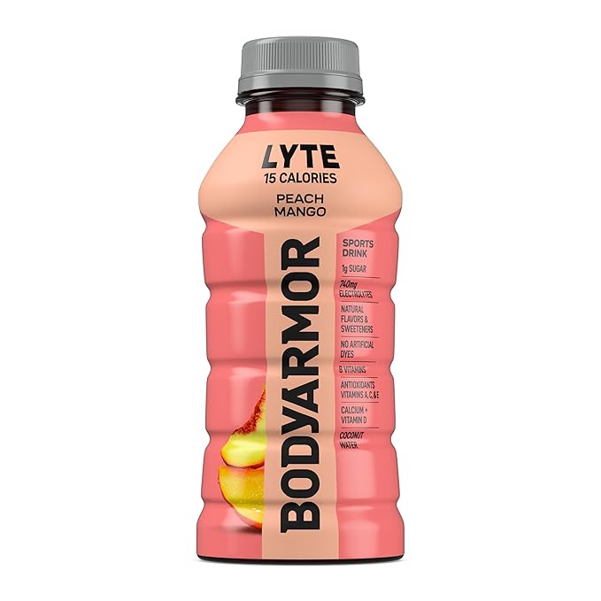 BODYARMOR LYTE Sports Drink Low-Calorie Sports Beverage, Peach Mango, Coconut Water Hydration, Natural Flavors With Vitamins, Potassium-Packed Electrolytes, Perfect For Athletes, 12 Fl Oz (Pack of 8)
