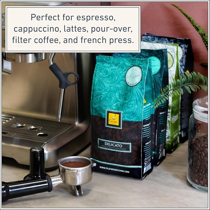 Filicori Zecchini Italian Espresso Beans – Whole Bean Coffee, Bold Dark Roast Arabica & Robusta Blend Roasted in Bologna – Slow Roasted Forte 340g