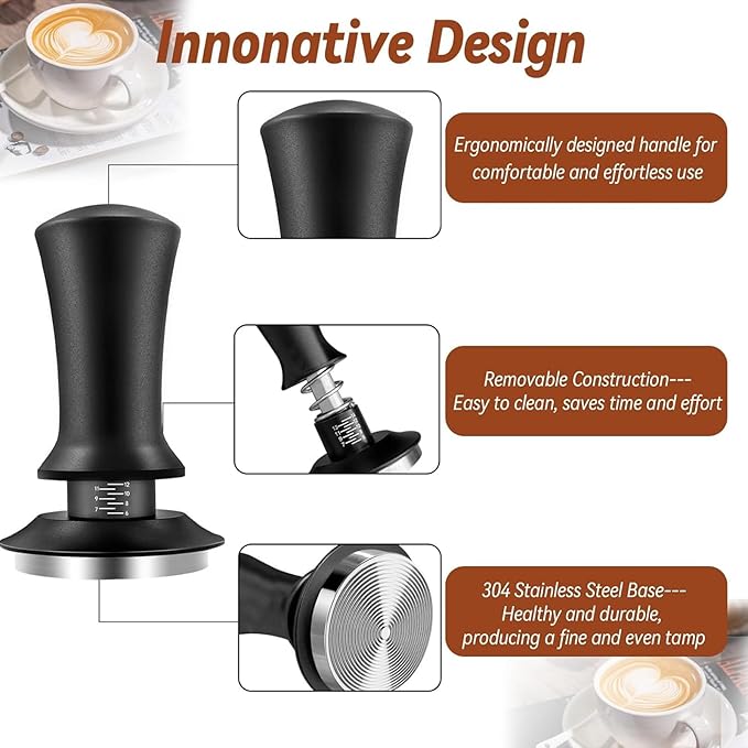 Coffee Tamper, 22 PCS Espresso Accessories Including 58mm Coffee Tamper WDT Tool Tamper Mat Coffee Stirrer Latte Art Pen Milk Frothing Pitcher Coffee Stencils