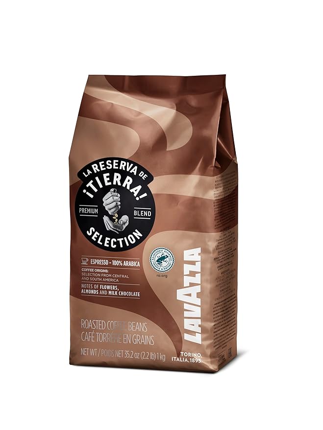 Lavazza Tierra! Selection Whole Bean Coffee Blend, Medium Roast, 2.2LB Bag , 100% Arabica, Rainforest Alliance Certified, sustainably grow