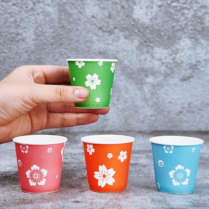 LITOPAK 400 Pack 3oz Disposable Bathroom Cups, Colorful Disposable Mouthwash Cups, Small Paper Cups for Parties, Picnics, Barbecues, Travel and Events