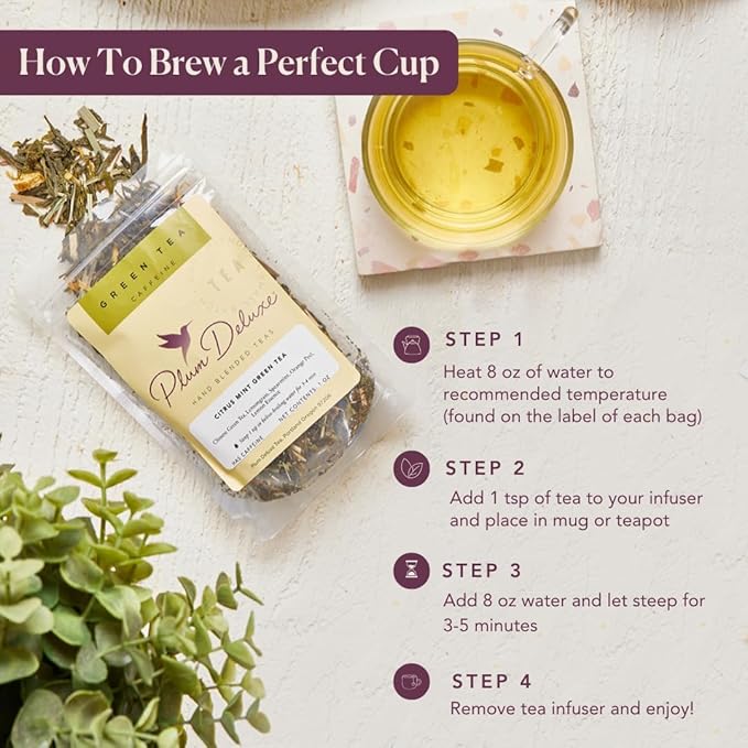 Moonlit Garden Collection Assorted Herbal Tea Gift Set - Hand-Crafted Loose Leaf Teas, Presentation Gift Box with Loose Leaf Steeper Included, Sleepytime Tea - 5 Unique and Flavorful Teas, 75+ Cups
