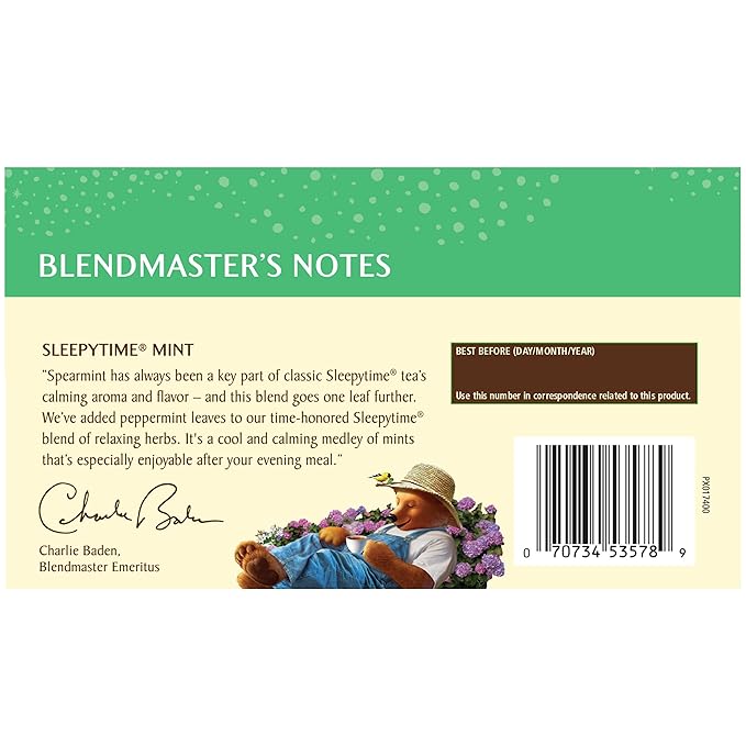 Celestial Seasonings Sleepytime Mint Herbal Tea - Caffeine Free Sleep Tea, 20 Tea Bags Per Box (Pack of 6)