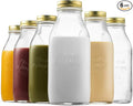 Bormioli Rocco Quattro Stagioni Glass Milk Bottle 33.75 Ounce/1 Liter with Airtight Lid, Great For Kombucha Brewing Bottle, Beer, Homemade Juicing, Smoothies, Beverages, Durable Construction. (6 Pack)