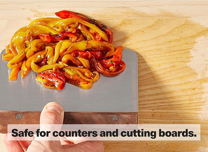 Misen Stainless Steel Bench Scraper - Versatile Food Scraper with Walnut Handle - Ideal for Kitchen, Pastry & Dough - Durable Cutting Board Scraper Tool - Effortless Transfer into Pots & Pans - Green