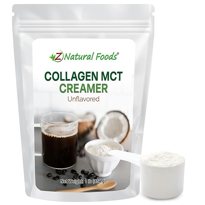 Z Natural Foods Collagen MCT Oil Creamer - Pure MCT Creamer Powder with Collagen Peptides - Collagen Creamer for Coffee, Tea & Culinary Use - Healthy Creamer, Keto & Paleo Friendly, Unflavored, 1 lb