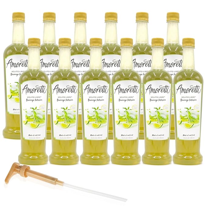 Amoretti - Mojito Libre Beverage Infusion - Drink Mix & Water Enhancer with Pump for Flavoring Cocktails, Waters, Teas, and other Beverages, Preservative Free