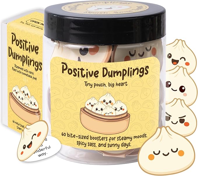 Positive Dumpling Jar – Emotional Support Dumplings, Cute Self Care & Comfort Jar with 60 Uplifting Notes, Funny Christmas Gifts for Teen Girls, Women, Tweens, Birthday Gifts for Teen Girls, Women, Tweens