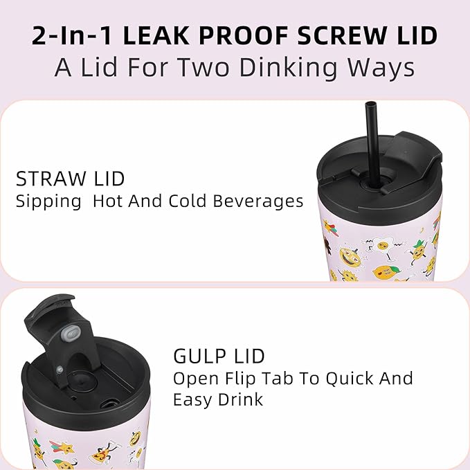 BJPKPK 22oz Tumbler With lid And Straw Stainless Steel Travel Coffee Mug Insulated Tumblers Cups,Hawaii Fruits Purple