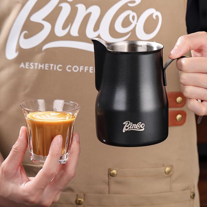 Milk Frothing Cup 450ML - Espresso Steaming Pitcher with Large Handle and Spout,Cappuccino Latte Art Cup for Barista and Home Cafe