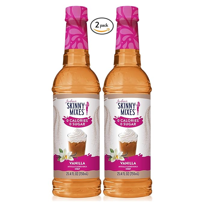Jordan's Skinny Syrups Sugar Free Coffee Syrup, Vanilla Flavor Drink Mix, Zero Calorie Flavoring for Chai Latte, Protein Shake, Food and More, Gluten Free, Keto Friendly, 25.4 Fl Oz, 2 Pack