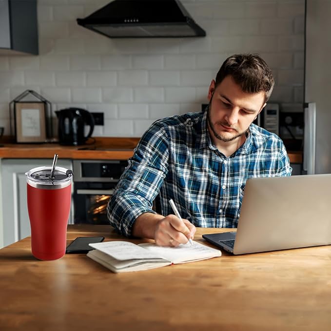 8 Pack 30oz Stainless Steel Tumblers Bulk Reusable Travel Mugs with Lid, Double Wall Powder Coated Coffe Cup for Home, Office, Outdoor Suitable for Vehicle Cup Holders