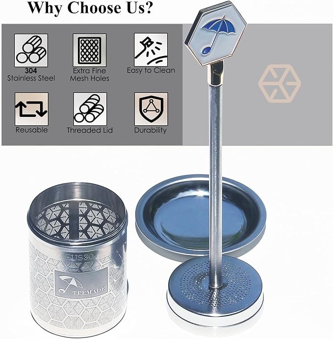 Tea Filter-Upgraded Extremely Extra Fine Mesh Filter 304 Stainless Steel Premium Reusable Loose Leaf Tea Strainer Infuser with Drip Tray (Small)