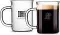 2pcs Set Glass Coffee Mugs 15oz Bell Mouth Glass Coffee Cups Clear Large Tea Cups,Cute Coffee Bar Accessories,Iced Coffee Glasses,Lead-Free Glass Cups for Water,Latte,Milk-Flat Bottomed Design