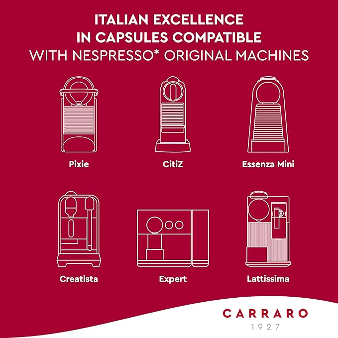 CARRARO 1927 Decerato - 100 Aluminum Coffee Pods Compatible with Nespresso Original line - Dewaxed, Wellness, Low Acidity, More Digestible, Intense Aroma, Medium Roast Coffee Capsules Made in Italy