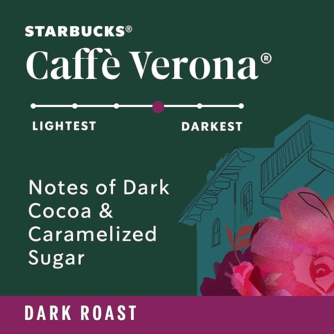 Starbucks K-Cup Coffee Pods, Dark Roast Coffee, Caffè Verona, 100% Arabica, 6 boxes (60 pods total)