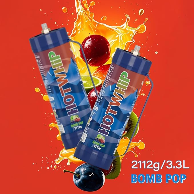 Cream Charger 3.3L Tank,2112g Whipped Cream Charger Bombpop Flavor Food Grade 99.99% Purity Premium Cream Cylinder Leak Proof Dispenser-1Tank