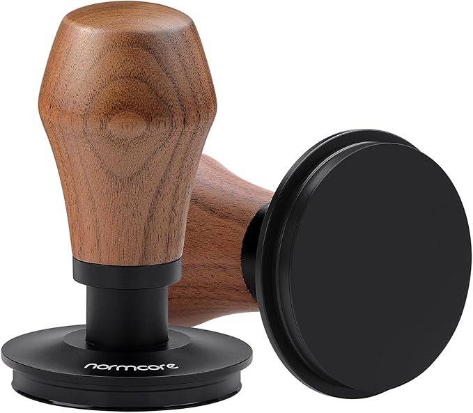 Normcore 53.3mm Coffee Tamper V4.1 with Click Sound Feedback, Fits Breville Sage 54mm Espresso Machines Portafilter, Spring Loaded Tamper with Flat Base, Genuine American Walnut Handle