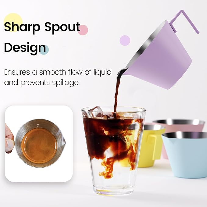 MHW-3BOMBER Espresso Measuring Cup with 3 oz Sauce Cup Espresso Shot Cup Stainless Steel Pouring Cup for Tomato Sauce|Steak Sauce|Desserts|Beverages| (Pink) G5739-OS