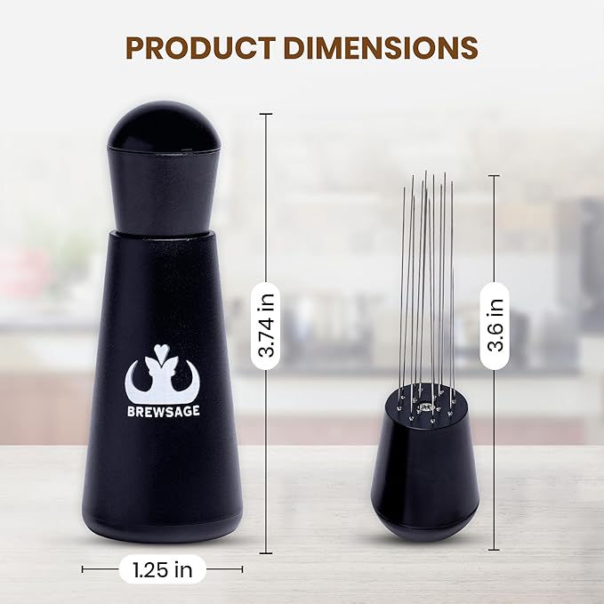 Espresso Accessories Kit – WDT Distribution Tool & 58mm Espresso Dosing Funnel for Baristas – 0.35mm Needle Stirrer with Extra Replaceable Needles, Handle & Storage Pouch