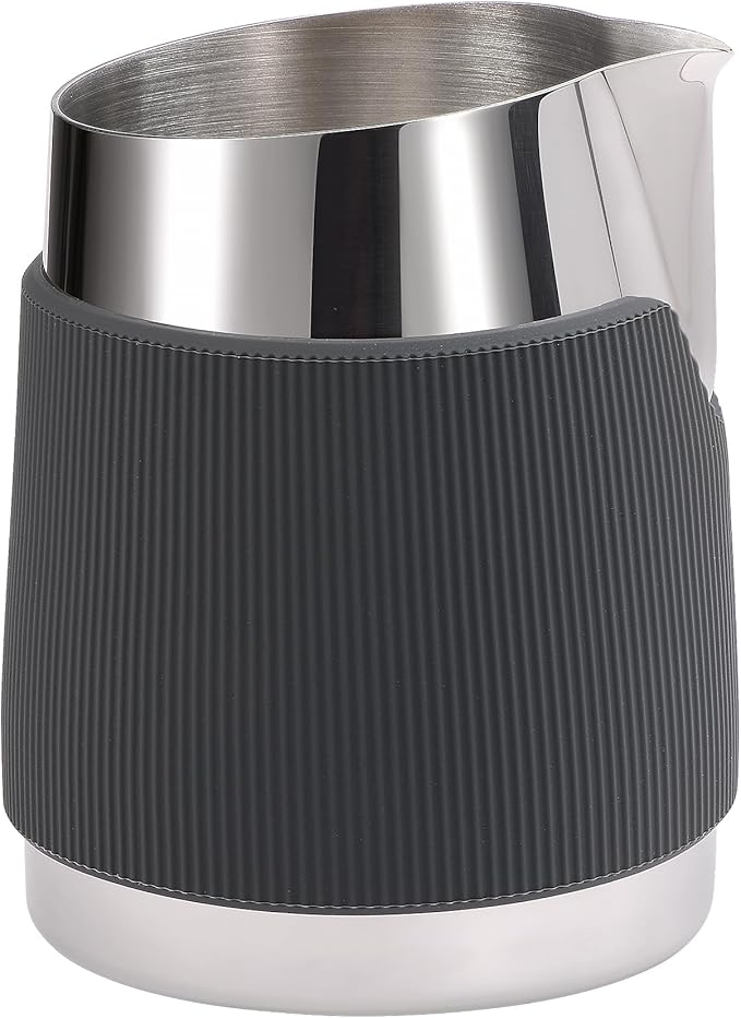 Normcore Handleless Milk Frothing Jug, Milk Pitcher 15.2 oz, Milk Frother Steamer Cup Stainless Steel Espresso Cup, Sharp Spout, Silver, 450 ml