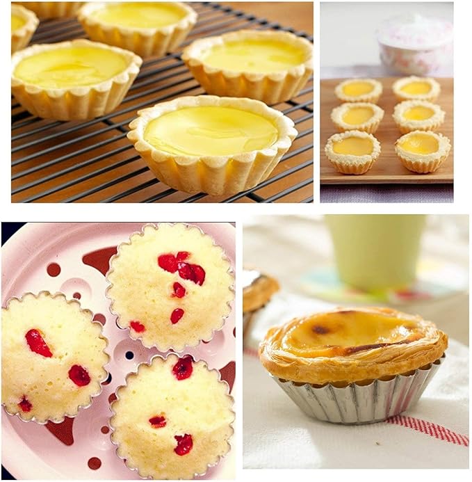 Tosnail 50 Pieces Aluminum Egg Tart Mold Small Tart Pie Tin Mini Cupcake Cake Muffin Cookie Mold Baking Cups