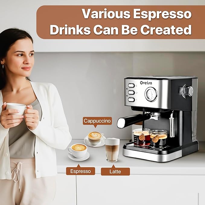 Espresso Machine Home Espresso Coffee Machine Compact Espresso Coffee Fast Heating for Cappuccino/Latte Coffee Machine for Home, Office