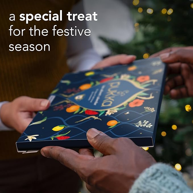 Pukka 2024 Advent Calendar Organic Tea Sampler, Selection of 24 Delightful Black & Green Tea Infusions, Christmas Gift for Tea Lovers, 100% Organic