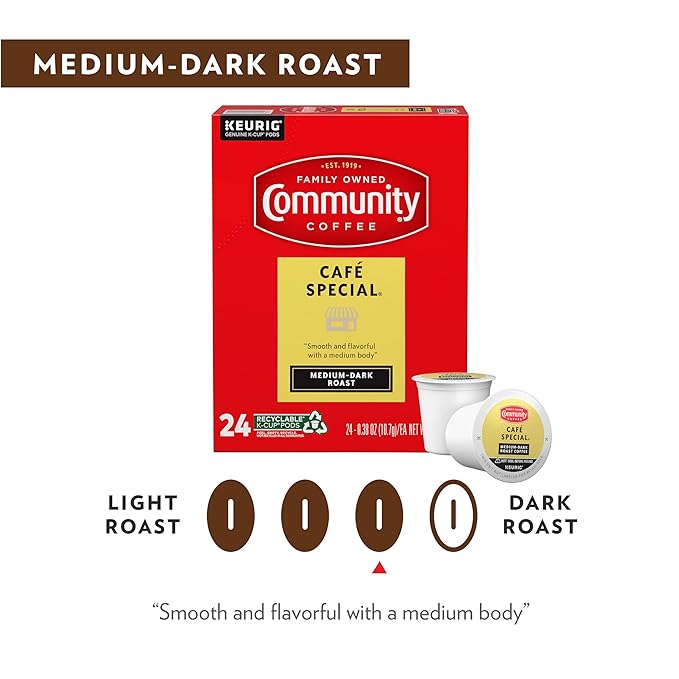 Community Coffee Café Special Medium Dark Roast, 96 Single-Serve Keurig K-Cup Pods, 24 Count (Pack of 4)