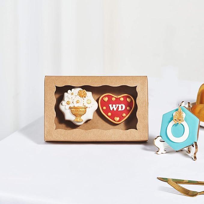 100pcs 7x4.33x1.5 Inch Brown Bakery Boxes with Window Cookies Boxes Chocolate Truffle Boxes Macaron Boxes Cakesickle Boxes Browines Treat Boxes for Christmas Valentine's Easter Mother's Day