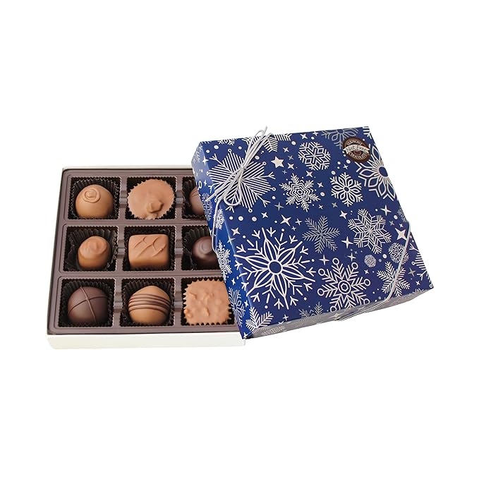 Vermont Nut Free Chocolates Hanukkah Grand Assortment – Kosher, Nut Free Gourmet Chocolate Gift Box with Truffles, Caramels, Buttercreams & More (4.5 oz)