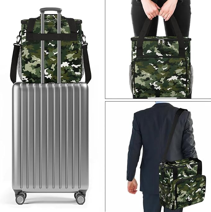 Camouflage Green Coffee Maker Carring Bag for Keurig K-Mini or K-Mini Plus, Single Serve Coffee Brewer Carrying Case with Multiple Pockets for K-Cup Pods,Storage mini Tote Case for Travel(Bag Only)