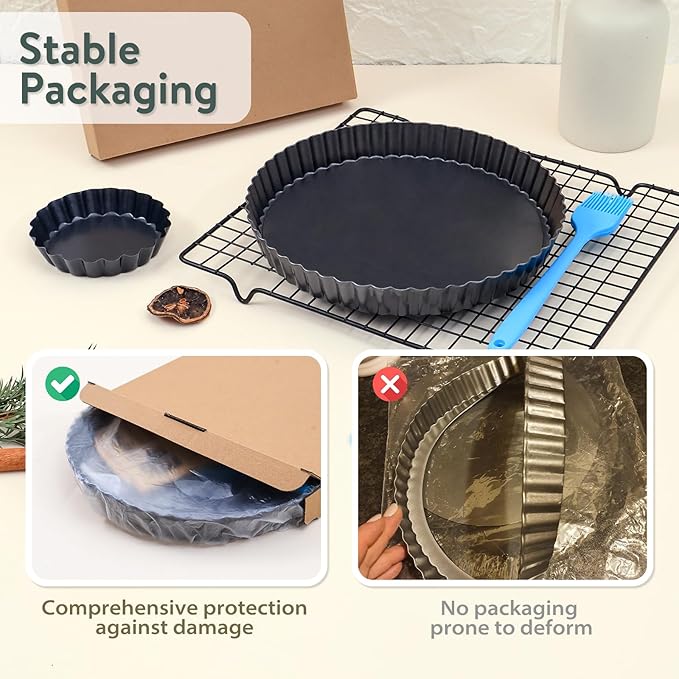 Sturdy Nonstick Tart Pan 9 inch Removable Bottom, Round Carbon Steel Quiche Pan for Baking, Heavy Duty Tart Mold loose for Pie, Mousse Cakes,Fruit and Desserts