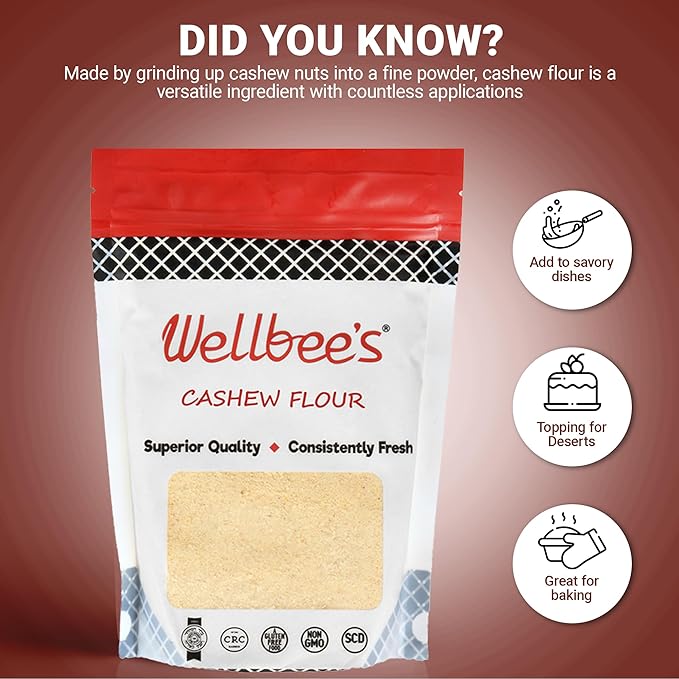 Wellbee's Cashew Flour - 5 LB - For Gluten Free Baking - 100% All Natural Cashews - Finely Ground