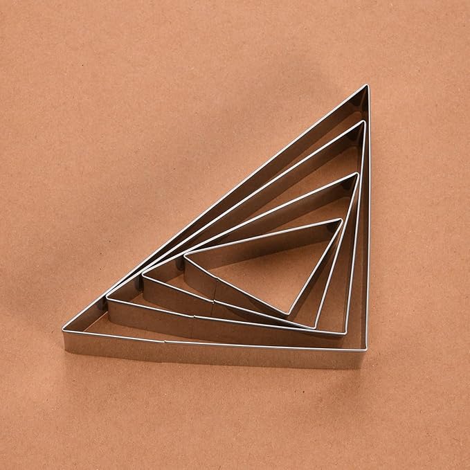 Triangle Cookie Cutter Set 45/90 Degree Stainless Steel Half Square Right Angle Triangle Geometric Frame Plaque Cookie Cutters Shapes Molds - 1 Inch Depth (4 Sizes)