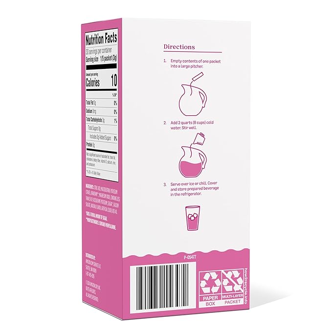 Amazon Grocery, Pink Lemonade Drink Mix Singles, 3.2 Oz, 6 Ct (Previously Happy Belly, Packaging May Vary)