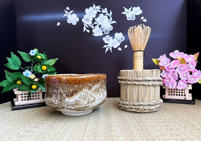 Japanese Traditional Handcrafted Matcha Chawan Tea Bowl Cup Ceremony Tableware Pottery (Ame Yuu)