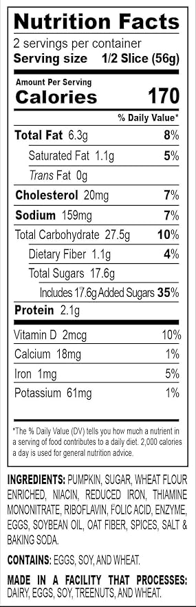Nadel - NATURALLY DELICIOUS Pumpkin Spice Bread Slices, 16 Pack, Sweet Breads & Cakes breakfast bar, back to school lunch snack.