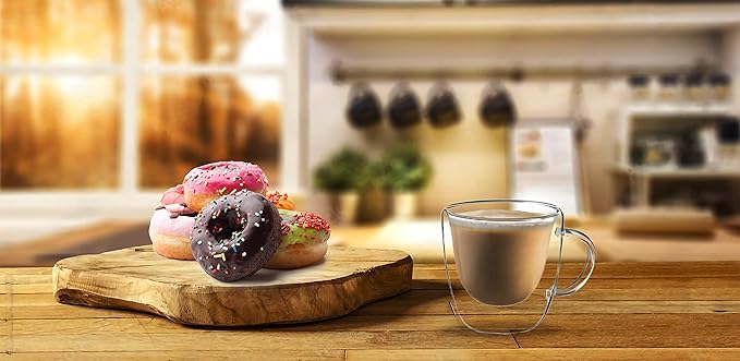 Red Rocks Double Wall Insulated Espresso Cups – Set of 2 4 Oz Double Walled Glass Coffee Mugs with Handles – Lead-Free Borosilicate Glass Espresso Cups – Thermal Clear Glass Cups for Home, Bar