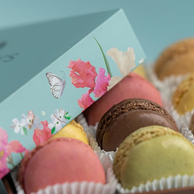 MARKY’S French Almond Macarons Gift Box – 12 Assorted Gourmet Macarons – Variety of Imported Flavors – Authentic French Cookies – Gift Basket for Holidays